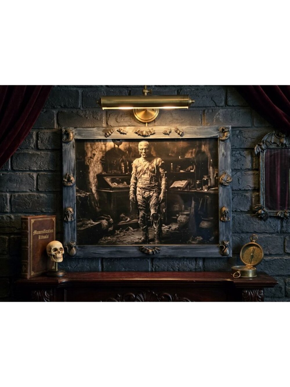 Framed Wall Art Mummy Goth Scary Halloween Haunted Castle Macabre Dark Acadamia